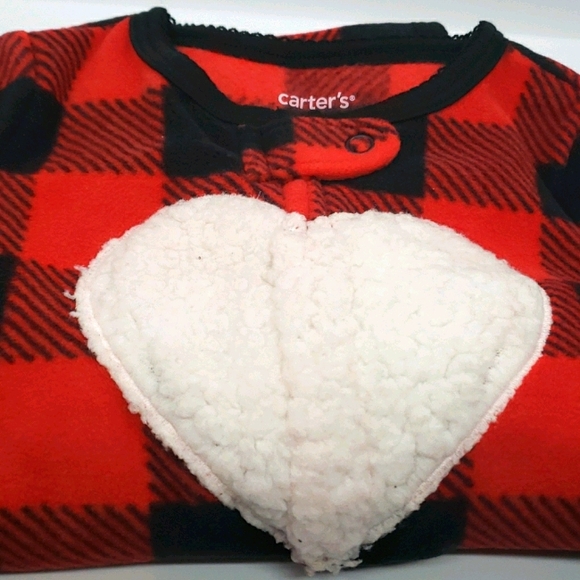 Carter's Buffalo Check Heart Footed 1-Piece Pajamas for Baby NWT - Picture 2 of 5
